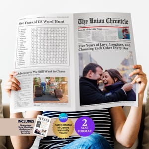 Couple Newspaper Anniversary Gift Canva Template, Custom Print for Him or Her, Romantic Printable for Boyfriend, Girlfriend, Keepsake Design