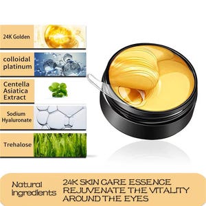 24K Gold Under Eye Patches (30 Pairs) – Reduces Puffiness, Dark Circles, Wrinkles & Revitalizes Skin