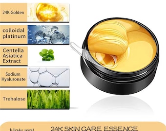 24K Gold Under Eye Patches (30 Pairs) – Reduces Puffiness, Dark Circles, Wrinkles & Revitalizes Skin