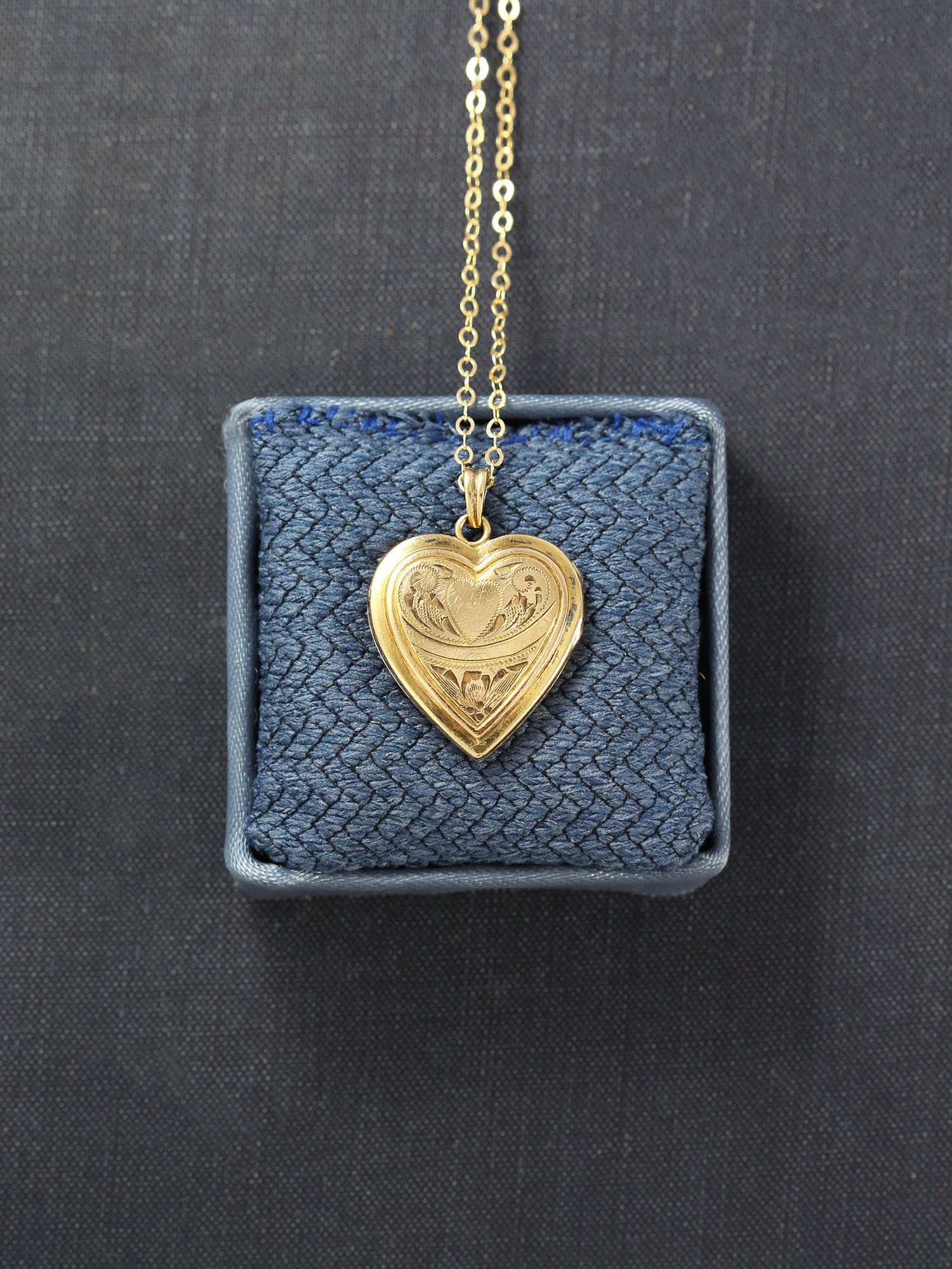 Gold Heart Locket Necklace Vintage 12K 