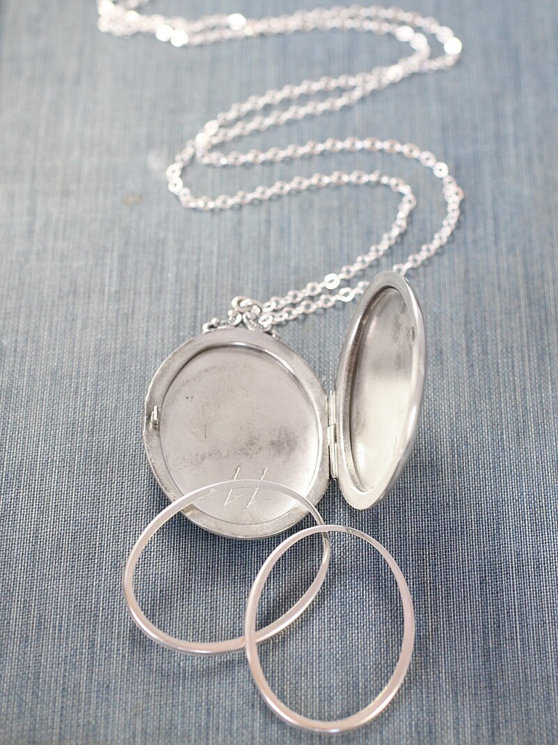 Sterling Silver Locket Necklace, Vintage Extra Large Oval Pendant