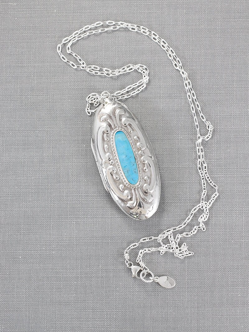 Turquoise locket necklace Clearance