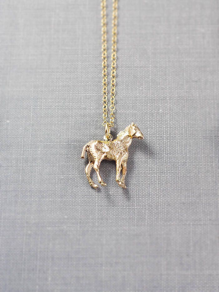 Vintage 9ct Gold Horse Pendant Necklace, 1977 Hallmarked Solid 9 Karat