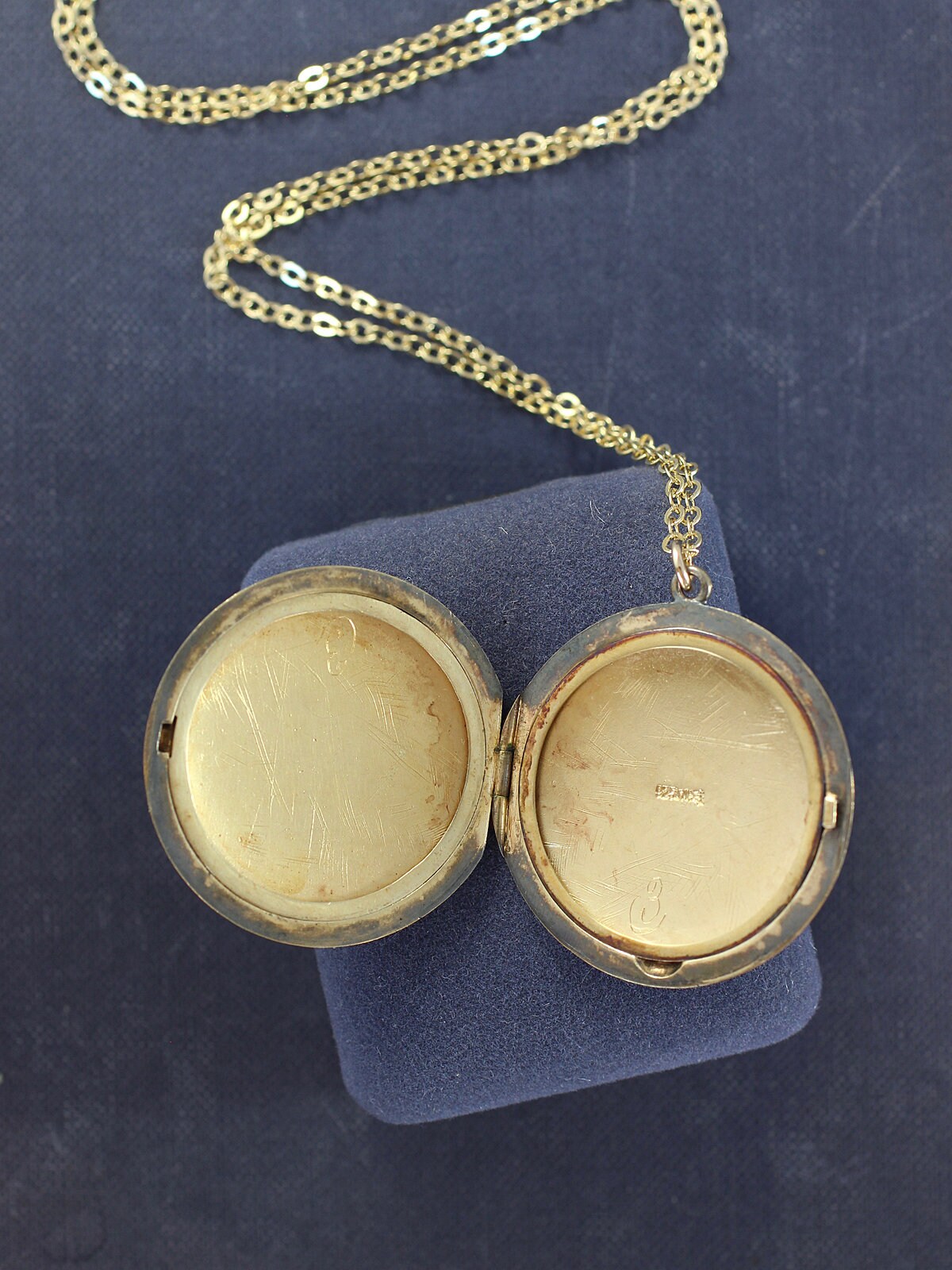 Antique Guilloche Enamel Gold Locket Necklace, Gold Washed Sterling ...