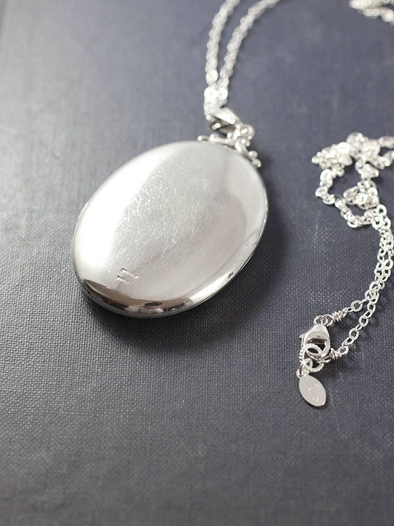 1940's Birks Sterling Silver Locket Necklace, Vintage Hand Chased Extra