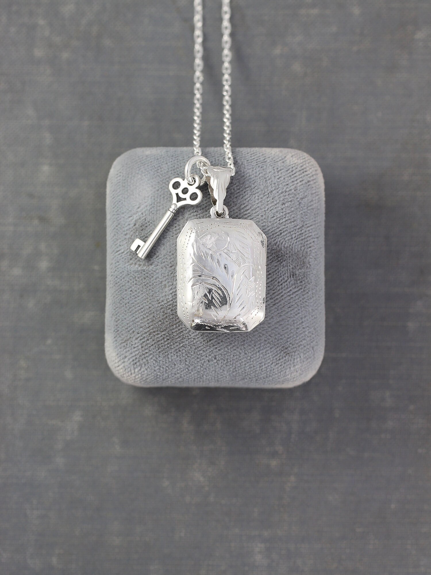 Sterling Silver Book Locket Necklace 