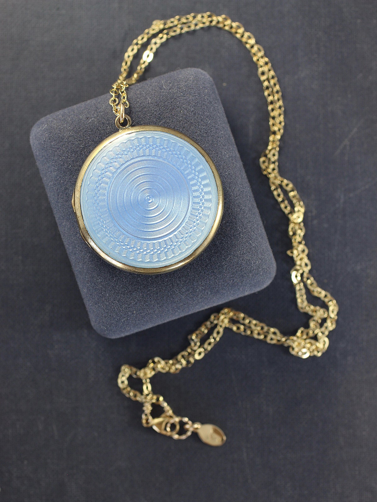 Antique Guilloche Enamel Gold Locket Necklace, Gold Washed Sterling ...