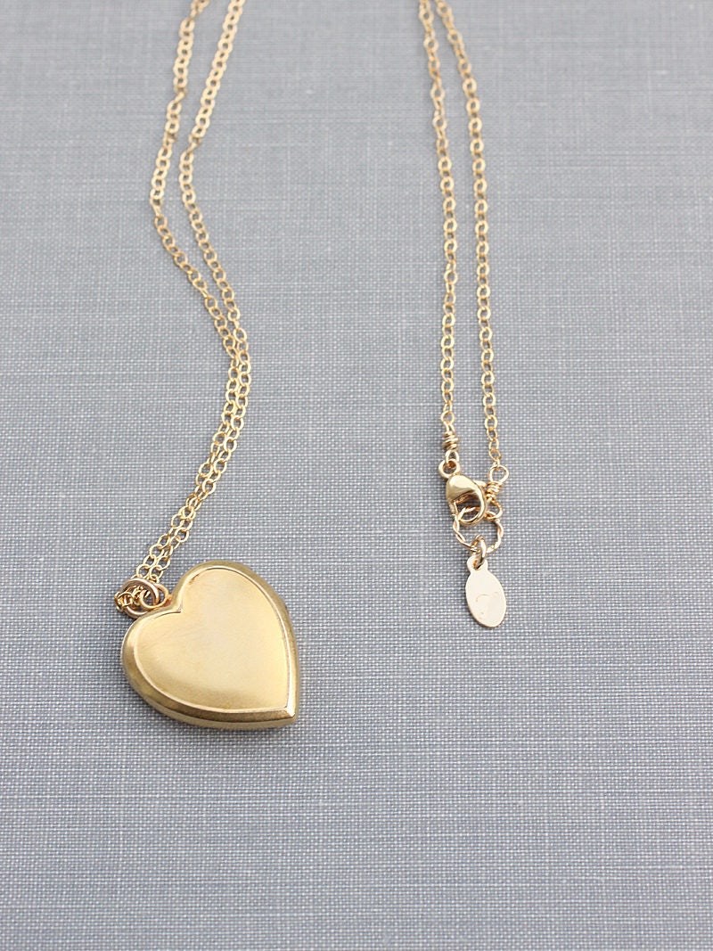 Gold Heart Locket Necklace, Gold Filled Vintage Stone Accented Photo ...