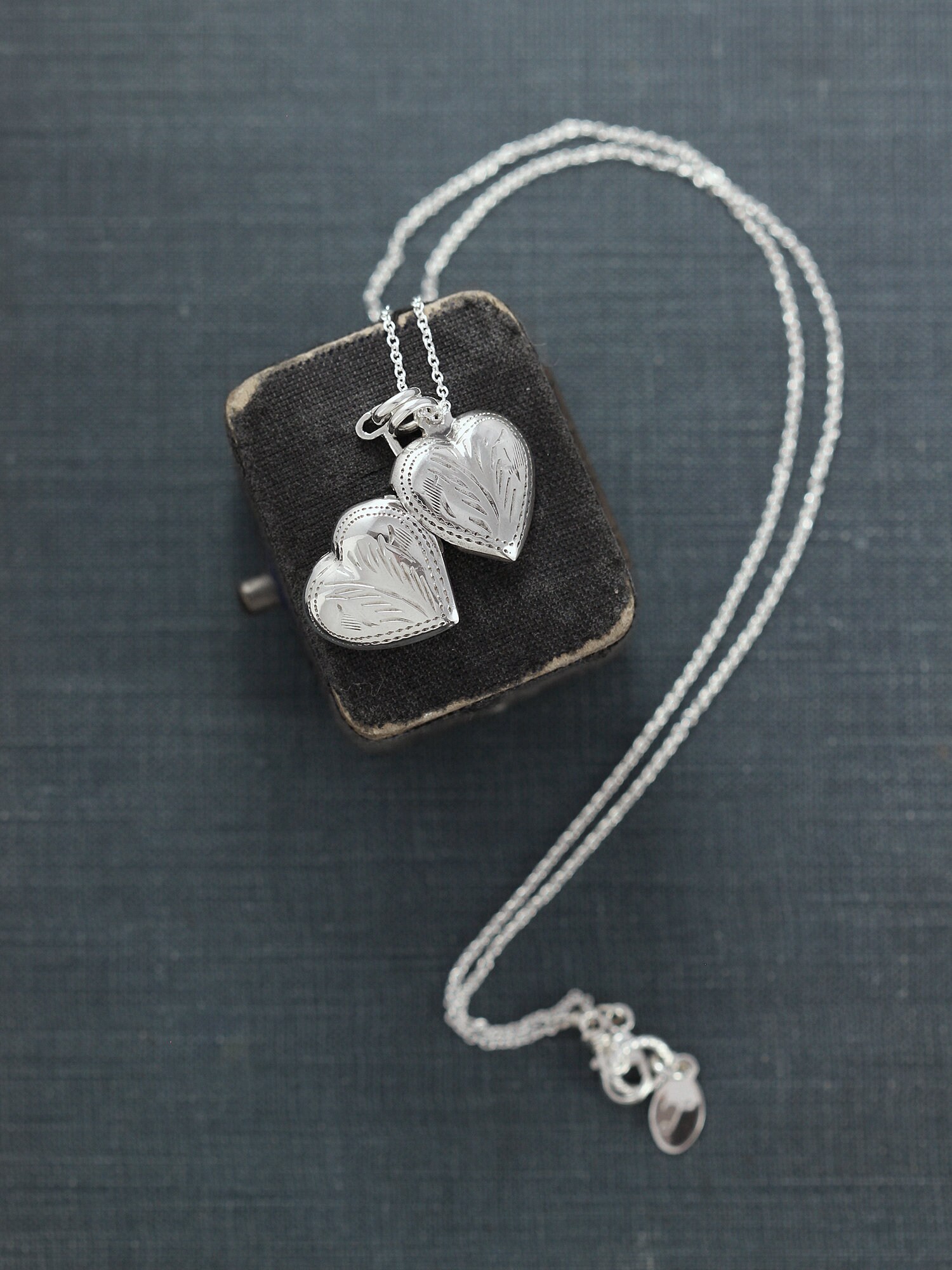 Tiny heart locket necklace Clearance
