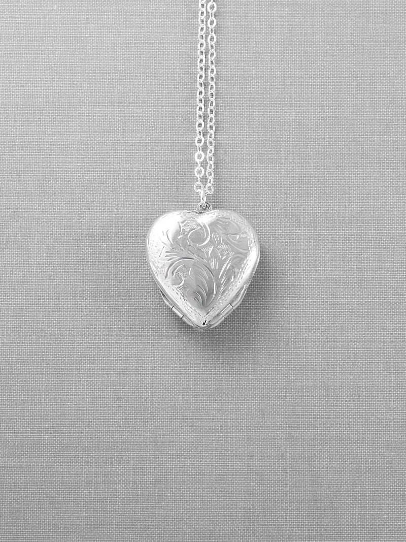 Large Four Photo Heart Sterling Silver Locket Necklace, Vintage 4 ...