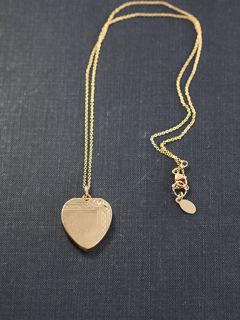 9ct Bk & Ft Gold Heart Locket Necklace, Small Vintage Art Deco Photo ...
