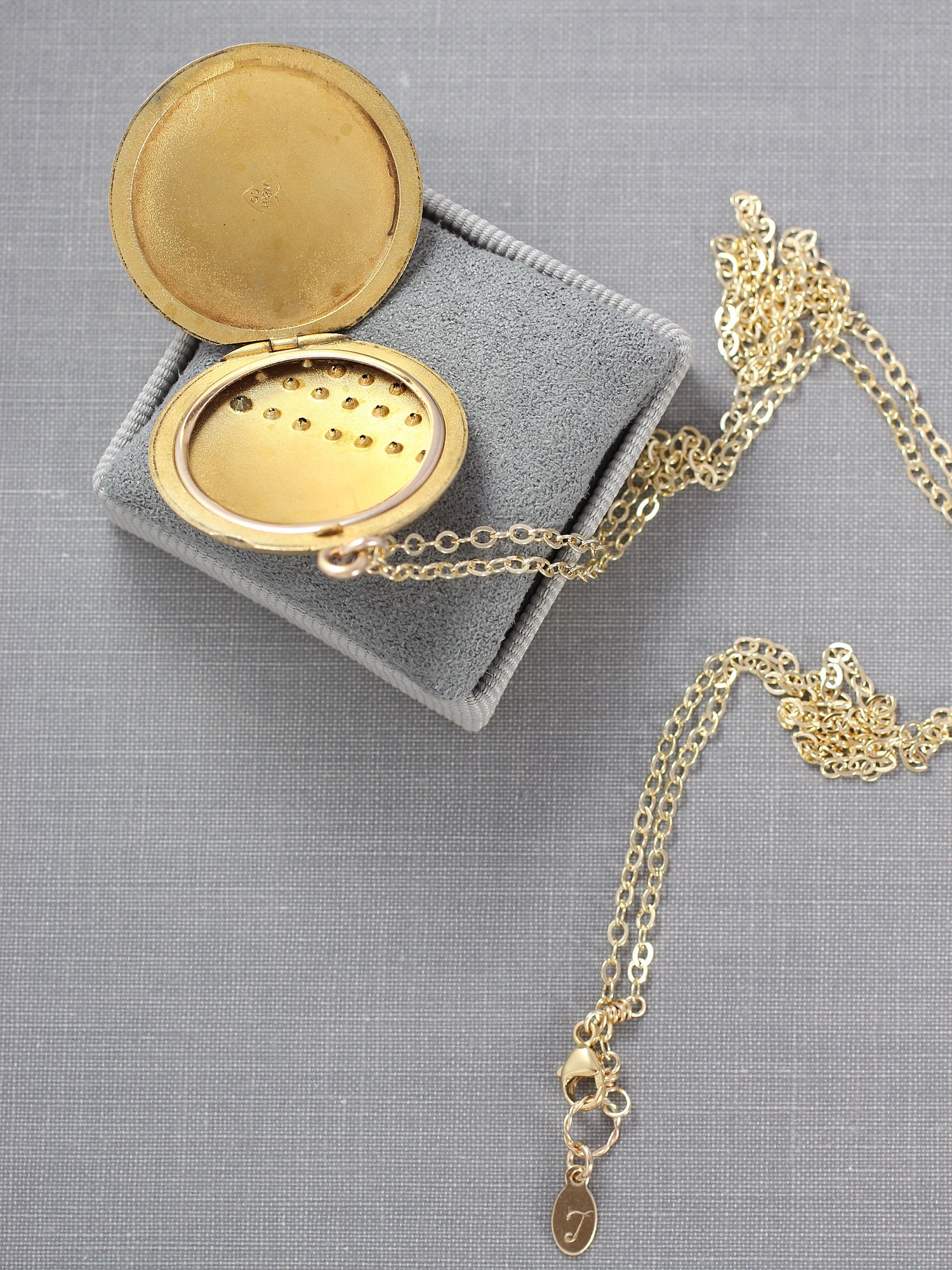 Antique Gold Locket Necklace, Wightman and Hough 100 Year Old Round ...