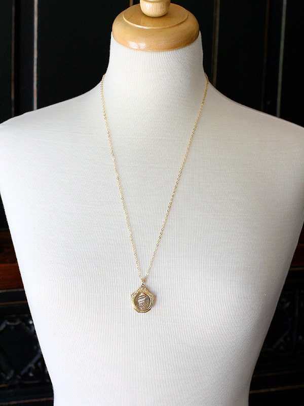 Gold Filled Locket Necklace, 12K Round Vintage Hayward Pendant with ...