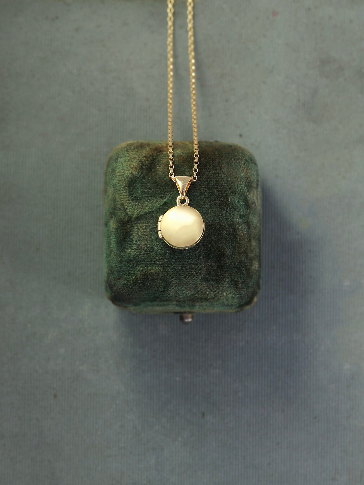 Tiny 14K Gold Locket Necklace Solid 14 