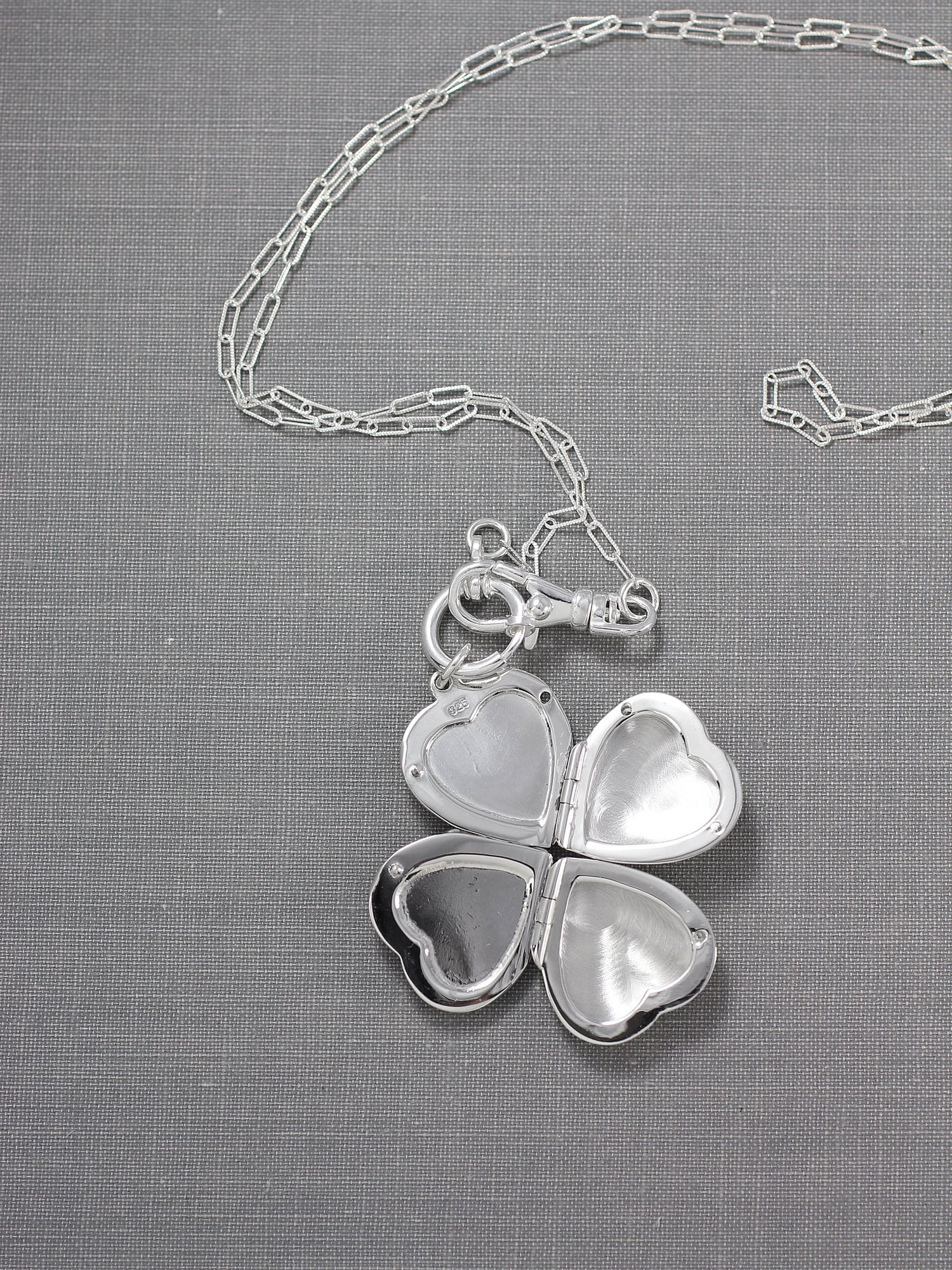 Small Four Photo Heart Sterling Silver Locket Necklace