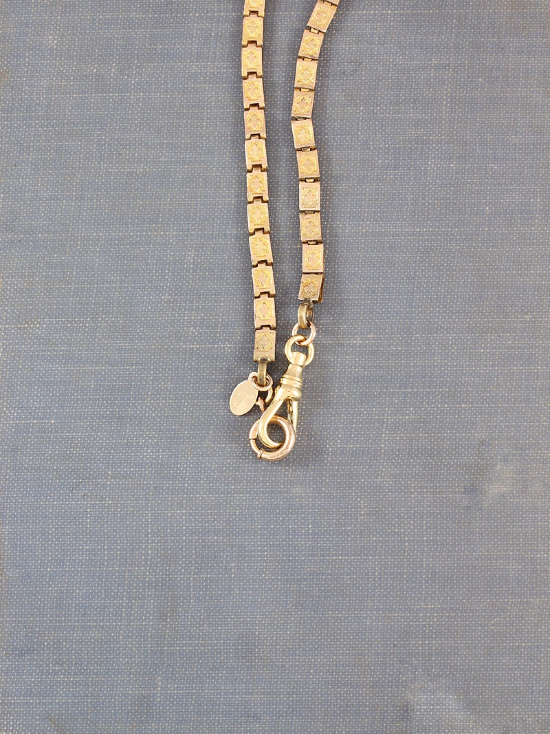 Antique Gold Filled Book Chain Necklace, Victorian Era Guard Chain ...