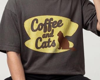 Kaffee und Katzen Shirt - Comfort Colors Retro Tee