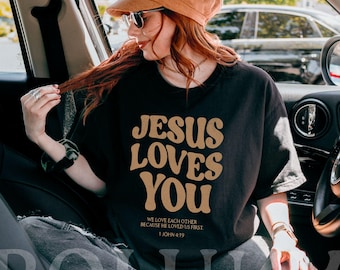 Retro Jesus Loves You Shirt: Comfort Colors Christian Tee
