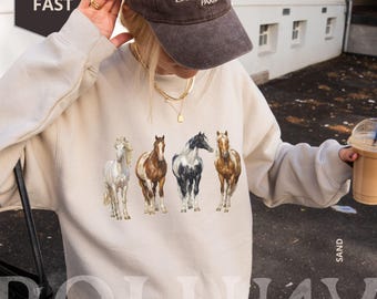 Wild Horses Sweatshirt, Hobby Horse Vintage Western Graphic Crewneck