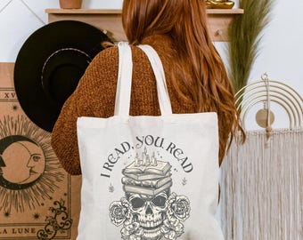 Borsa tote vintage con scheletro a forma di libro - Regalo ideale per gli amanti della lettura.