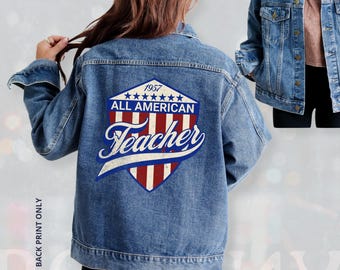 Oversized Denim Teacher Jacket, 70s Vintage Style - Etsy