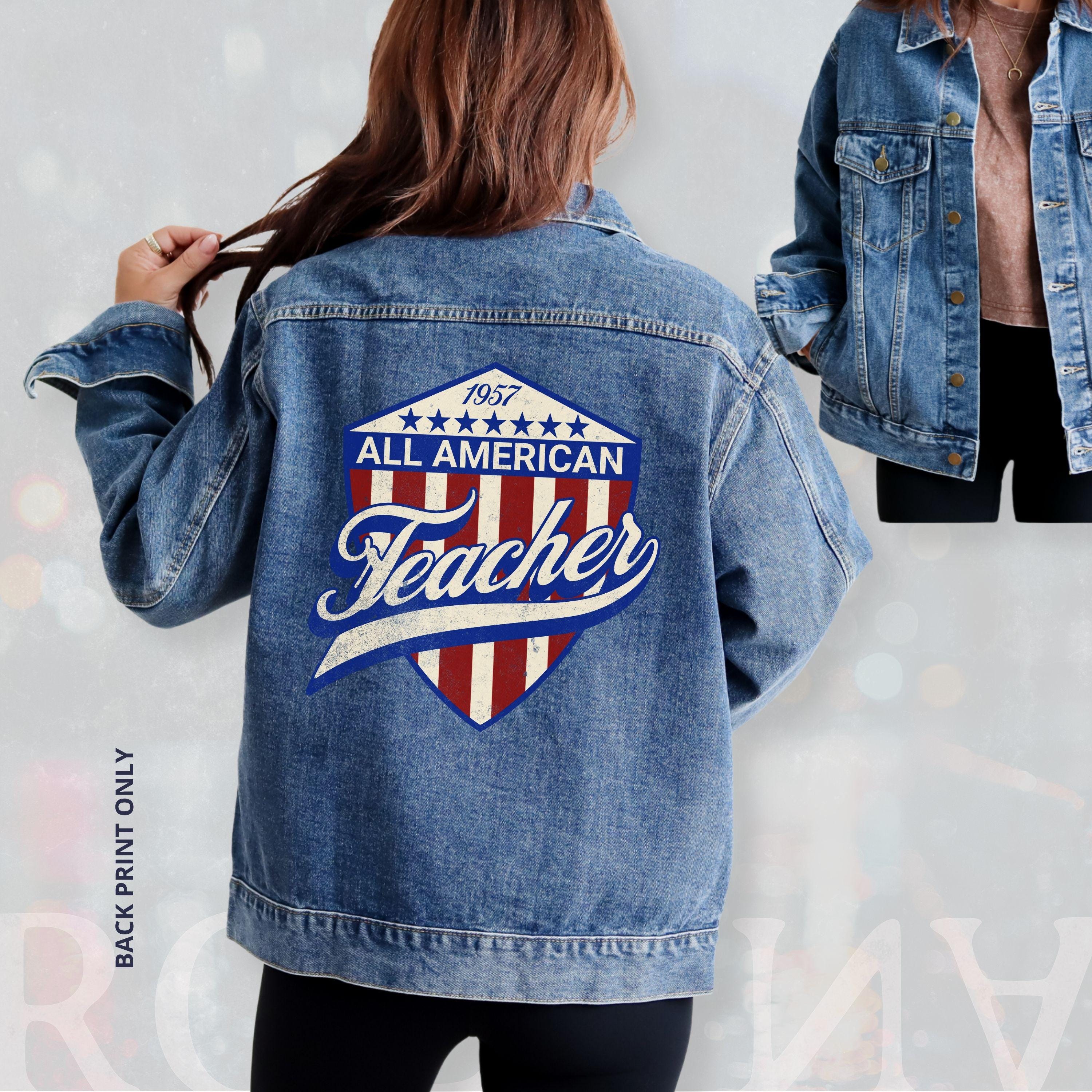 Oversized Denim Teacher Jacket, 70s Vintage Style - Etsy