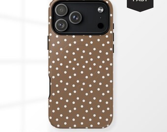 Custom Initials Brown Polka Dot MagSafe iPhone Case