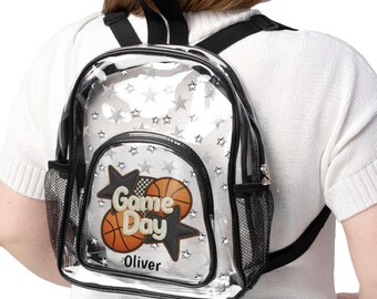Doorzichtige basketbalrugzak Game Day | Gepersonaliseerde naamtassen stadion | Praktische tips voor fans