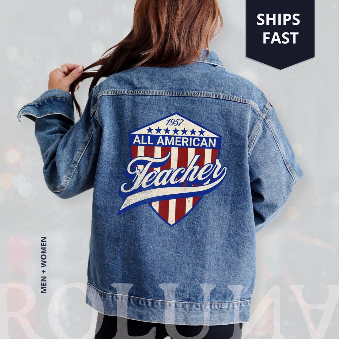 Oversized Denim Teacher Jacket, 70s Vintage Style - Etsy