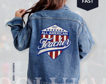 Oversized Denim Teacher Jacket, 70s Vintage Style - Etsy