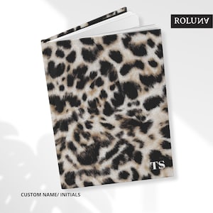 Caderno personalizado com estampa de leopardo – Caderno de capa dura fosca personalizado para mulheres
