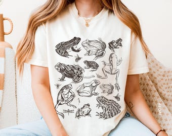 Frog Botanical T-shirt: Vintage 90s Cottagecore Comfort Colors Tee