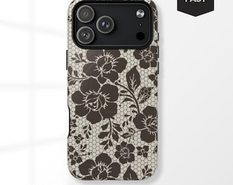 Custodia MagSafe per iPhone in pizzo floreale marrone – Elegante e protettiva