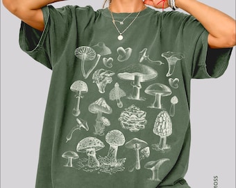 Couleurs confortables de la chemise champignon, t-shirt vintage Cottagecore Fungi, t-shirt graphique botanique, cadeau pour les amoureux de la nature, vêtements mignons Forestcore