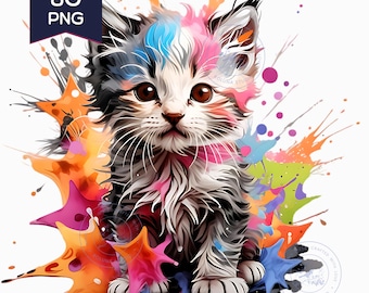 80 High Quality Cat and Kittens Clipart: 300 DPI PNGs (Digital Download) - Perfect for Cards & Paper Crafting, Clipart Bundle, Cricut