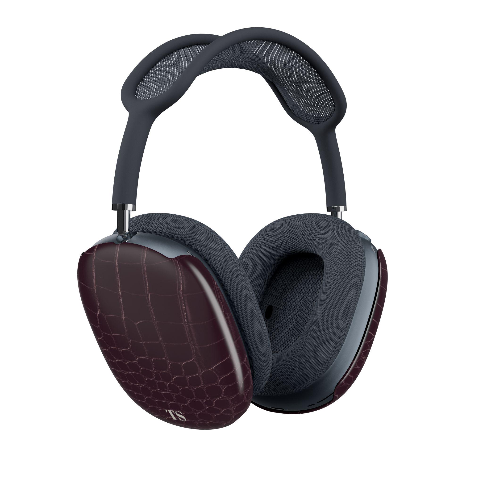 Burgundy Faux Leather Airpods Max Case | Personalized Initials - Etsy