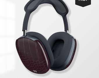Custodia in similpelle bordeaux per AirPods Max / Iniziali personalizzate