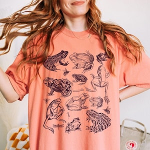 Frog Cottagecore 90s Vintage Style Tshirt, Retro Comfort Colors® Y2k Frog Nature Shirt, Botanical Aesthetic Shirt, Unisex Adult Toad Tee