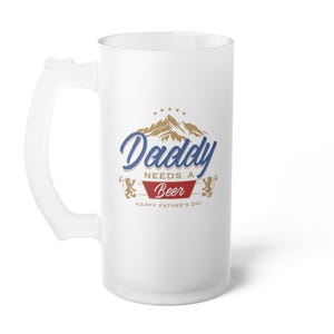 Father&#39;s Day Frosted Glass Beer Mug, Gift for Dad, Personalized Beer Stein, Home Bar Decor, Unique Father&#39;s Day Present