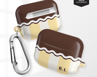 Funda personalizada a rayas para AirPods Pro: Funda protectora moderna con mosquetón.