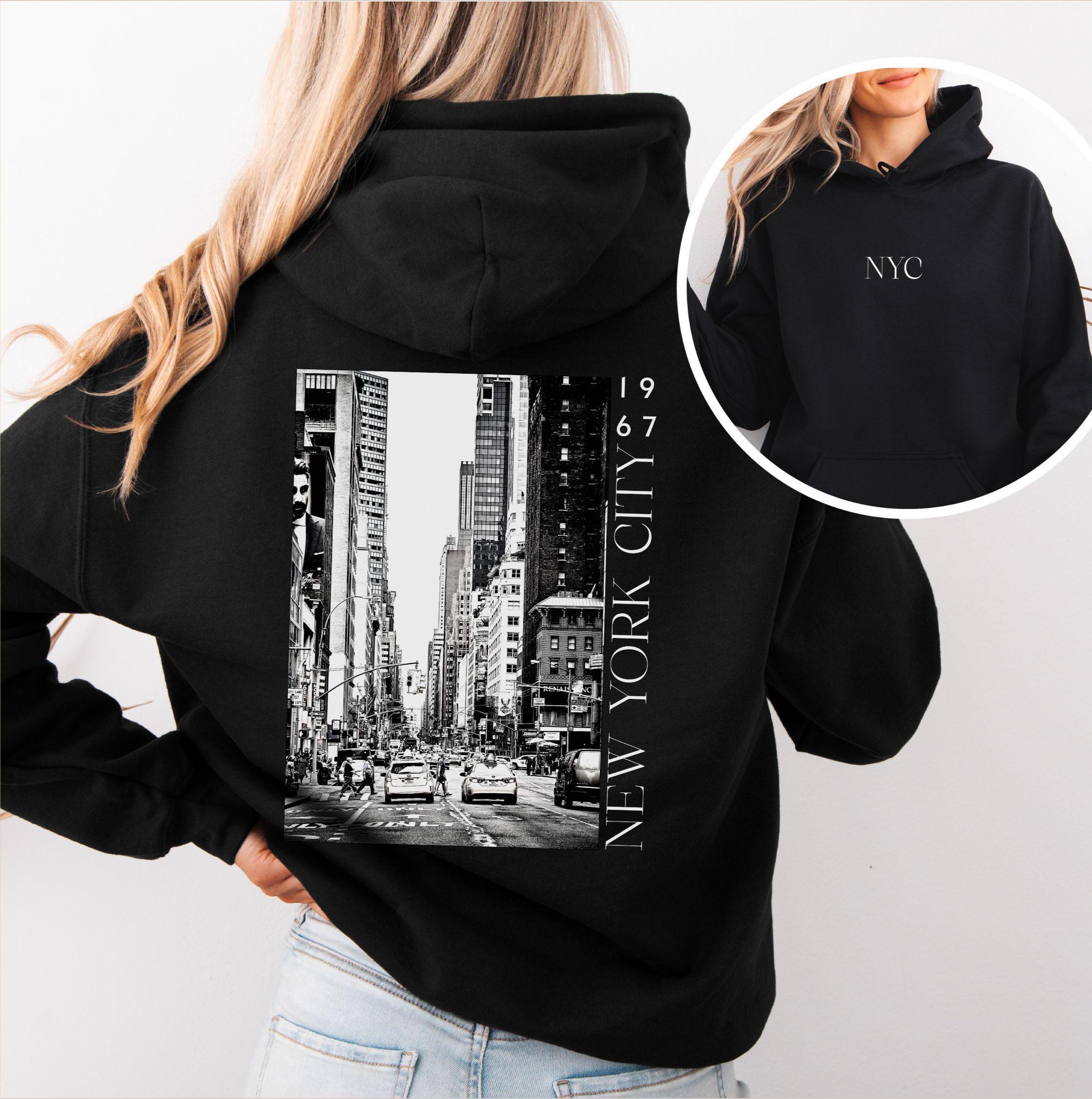 Vintage NYC Skyline Hoodie, Oversized 90s Streetwear Sweatshirt 