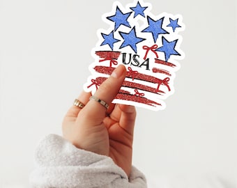 USA Stars and Stripes Sticker, Red White & Blue Kiss-Cut Sticker, 4th of July Fun Laptop Sticker, American flag Sticker, Trendy Sticker, DIY