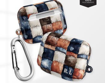 Personalized Quilted AirPods Pro Case – Monogram Initial Keychain