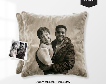 Custom Photo Father's Day Pillow | Poly Velvet Pillow