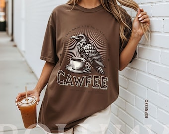 Maglietta Cawfee Raven – Maglietta divertente per gli amanti del caffè in stile gotico