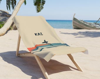 Toalla de playa personalizable con nombre de tabla de surf / Toalla de surf personalizada