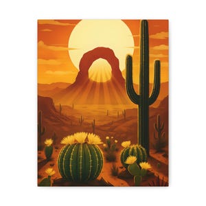 Arizona Desert Sunset Canvas Print: Retro Southwestern Wall Art