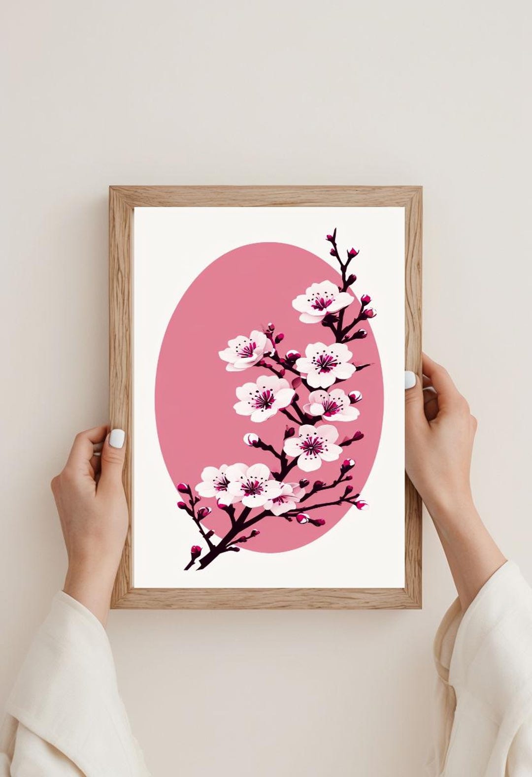 Cherry Blossom Canvas Wall Art | Japanese Flower Wall Decor | Pink ...