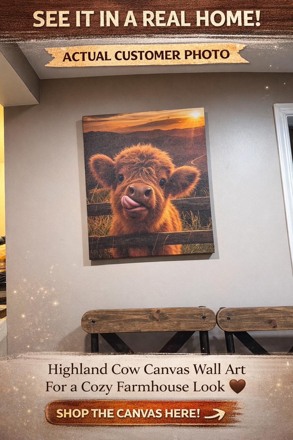 Funny Bathroom Wall Art Highland Cow Bathroom Decor Rustic Farmhouse ...