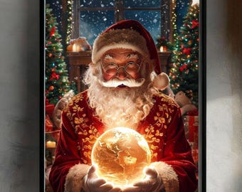 Atmosfere natalizie vintage: arte festosa retrò di Babbo Natale - Stampa digitale istantanea